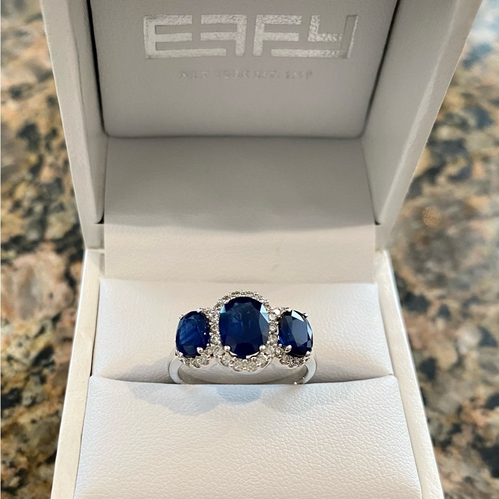 Effy Royale Bleu 14K White Gold Sapphire and Diamond Ring, 3.07 TCW